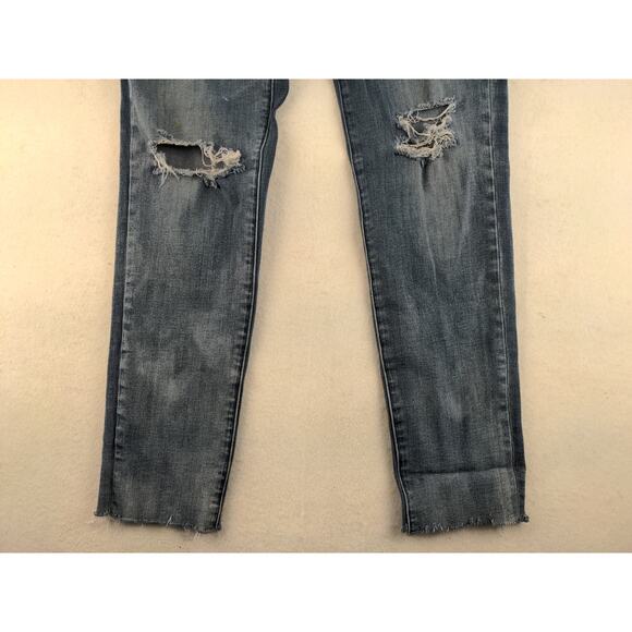 Womens American Eagle Outfitters Hi Rise Jeggings Size 6 Distressed Raw Hem Blue - Picture 5 of 12